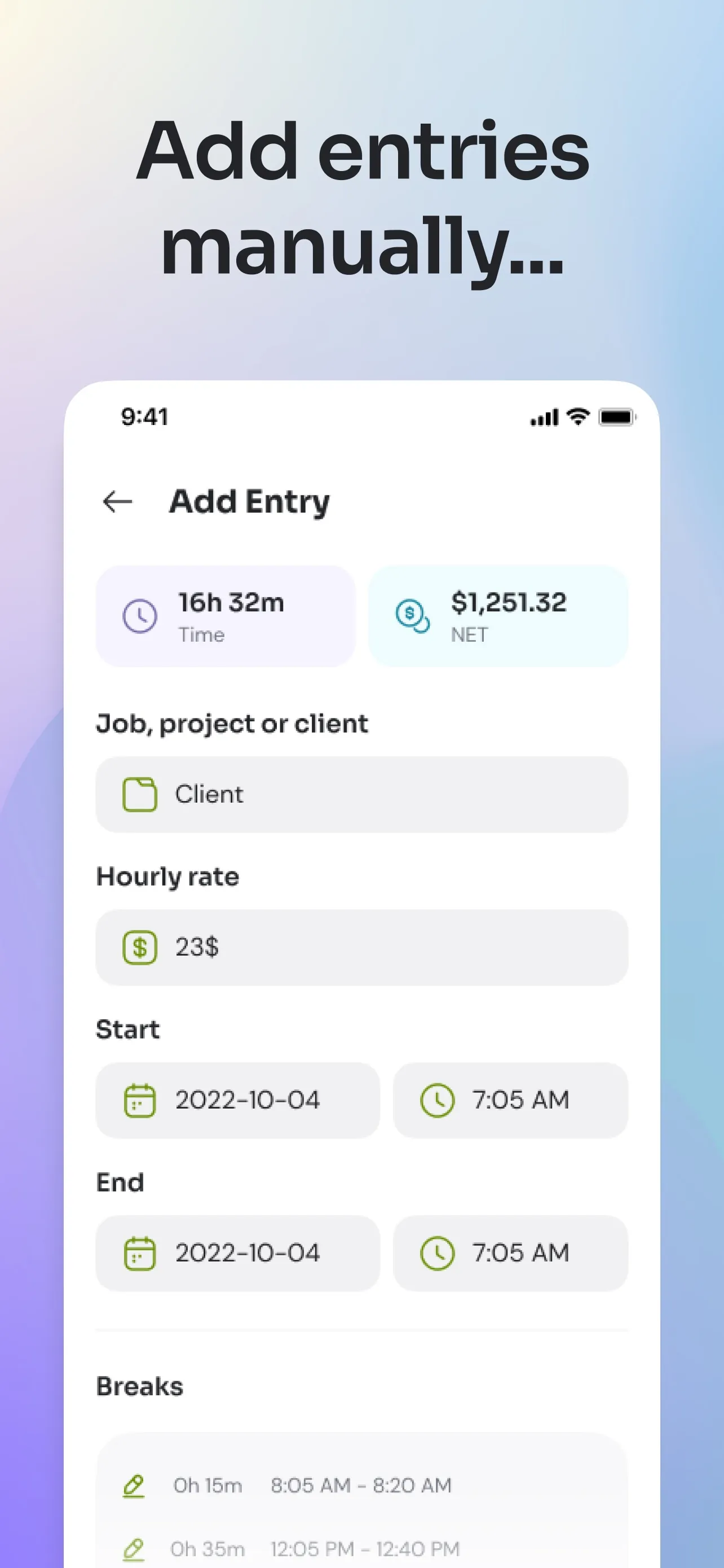 Time Squared - Hours Tracker iphone screenshot 5